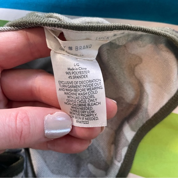 Lucky Brand Green Camo Army PJ Pajama Sets Soft Comfy Pants Tank Tee L - Picture 12 of 15